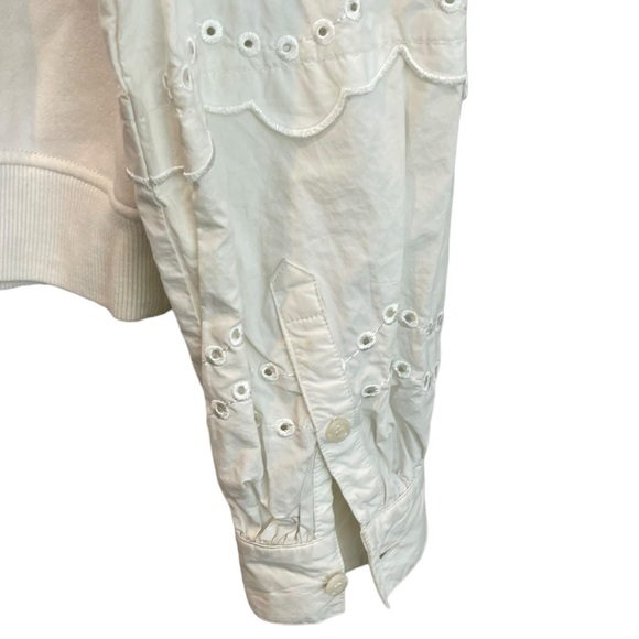 & Other Stories Eyelet Puff Sleeve Ivory Pullover Sweatshirt Size S Minimalist - Picture 6 of 9